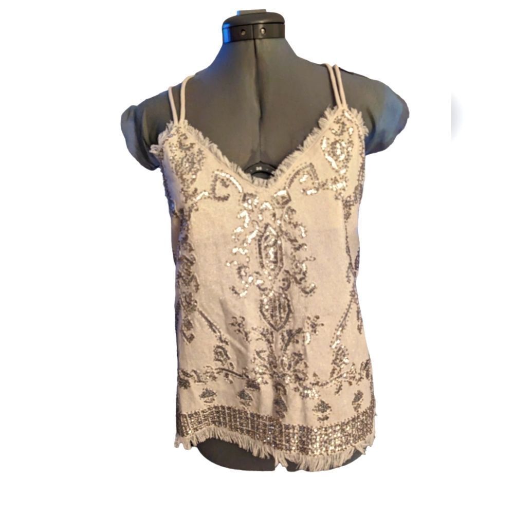 Endless Rose sparkle sequin and fringe dressy top nwt